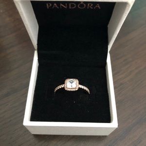 Square Sparkle Halo Ring in Rose Gold, size 56/7.5